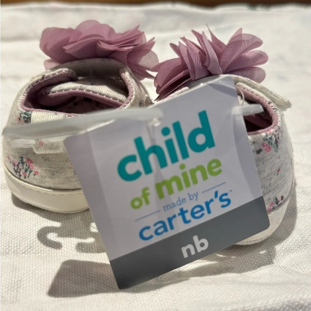 Floral Baby Shoes with Purple Accents